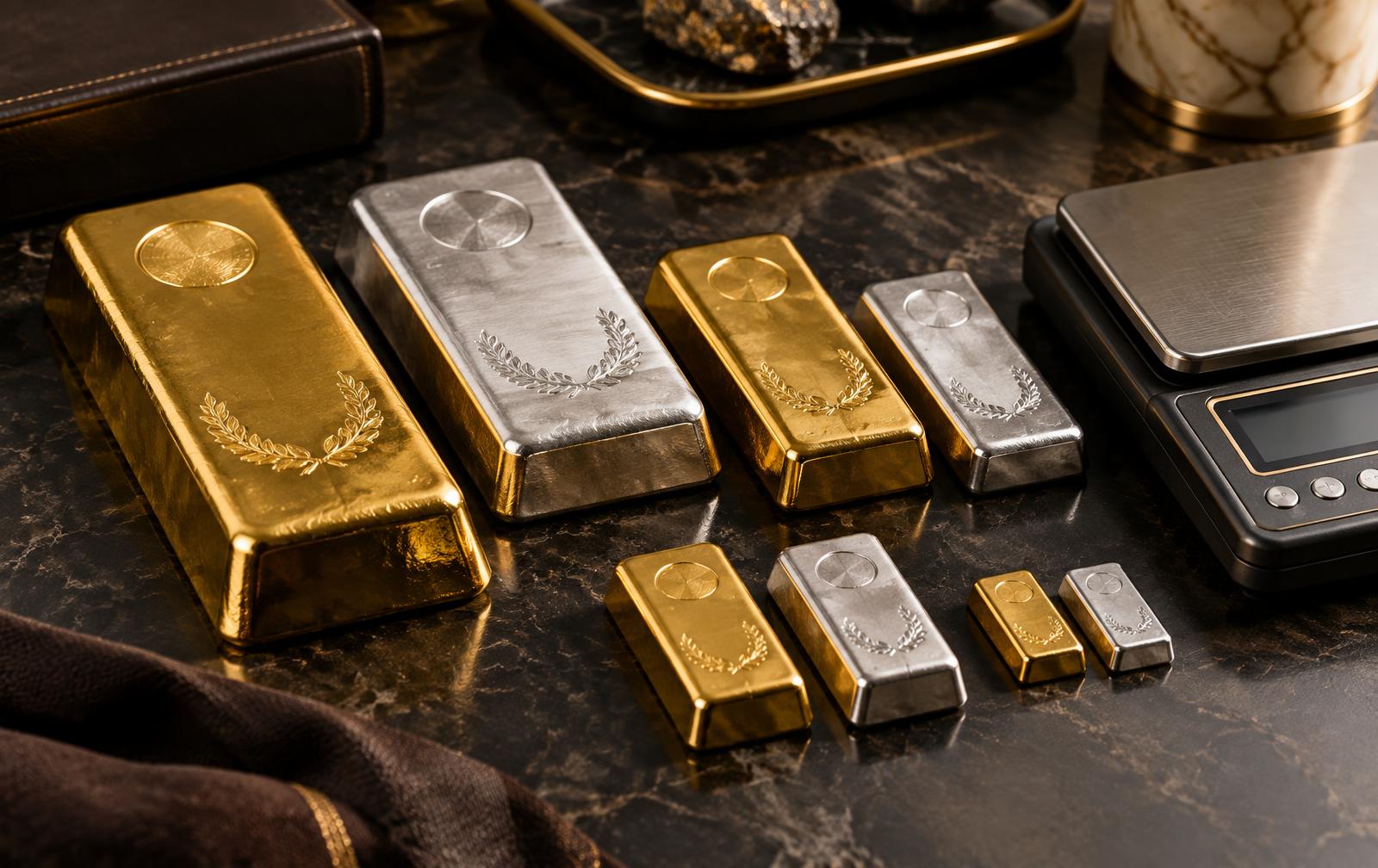 Lingotins d’or de différents formats